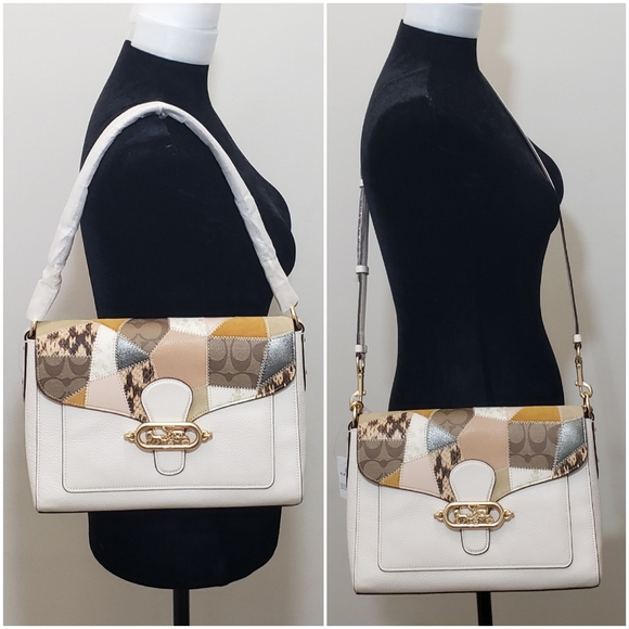 NWT! *LIMITED EDITION* COACH MIXED PATCHWORK CONVERTIBLE JADE SHOULDER BAG - Picture 5 of 14